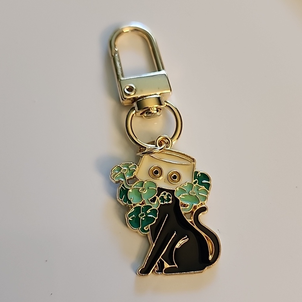 Mischievous CAT  ZIPPER Pull purse charm   Charm bracelet Lobster claw EO
